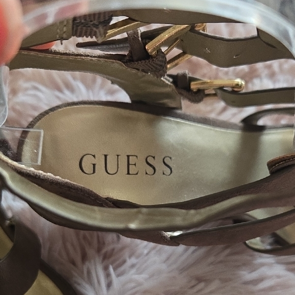 Guess Elegant Tan Brown Summer Strappy Heels Shoes - Picture 8 of 11